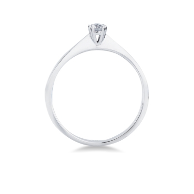 Anello solitario in oro bianco 18k a 8 griffe con diamante 0.15 ct