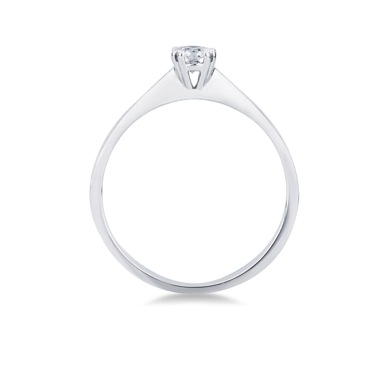 Solitario in oro bianco 18k a 8 griffe con diamante, 0,25 ct