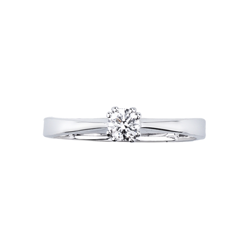 Solitario in oro bianco 18k a 8 griffe con diamante, 0,25 ct