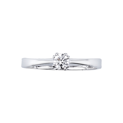 Solitario in oro bianco 18k a 8 griffe con diamante, 0,25 ct