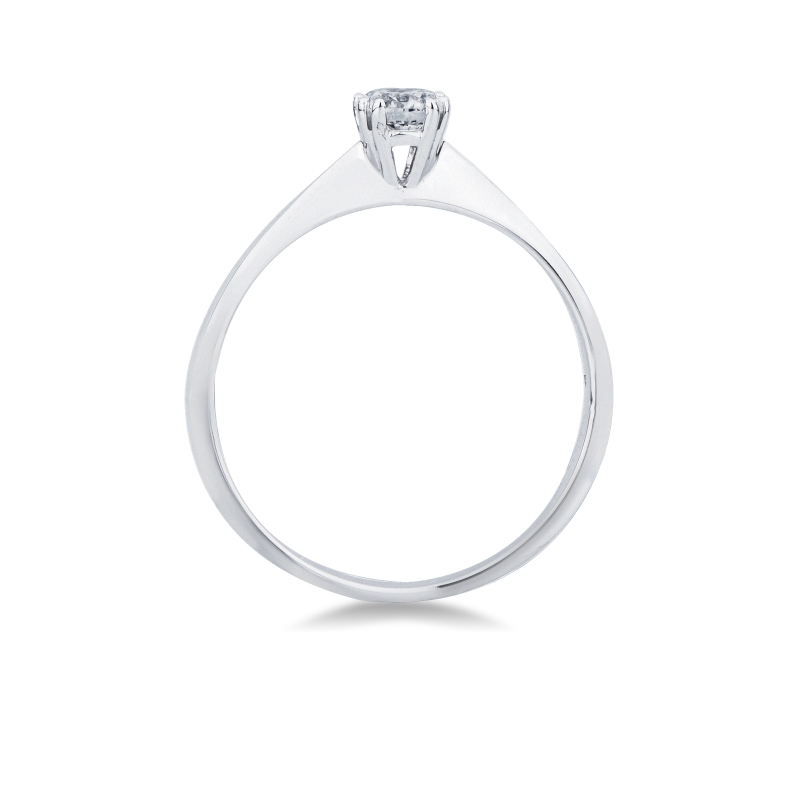 Solitario in oro bianco 18k a 8 griffe con diamante, 0,30 ct