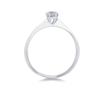 Solitario in oro bianco 18k a 8 griffe con diamante, 0,30 ct