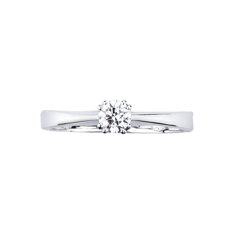 Solitario in oro bianco 18k a 8 griffe con diamante, 0,30 ct