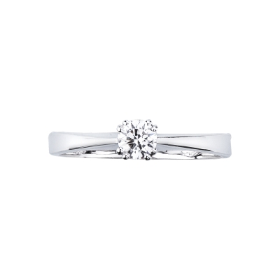 Solitario in oro bianco 18k a 8 griffe con diamante, 0,30 ct