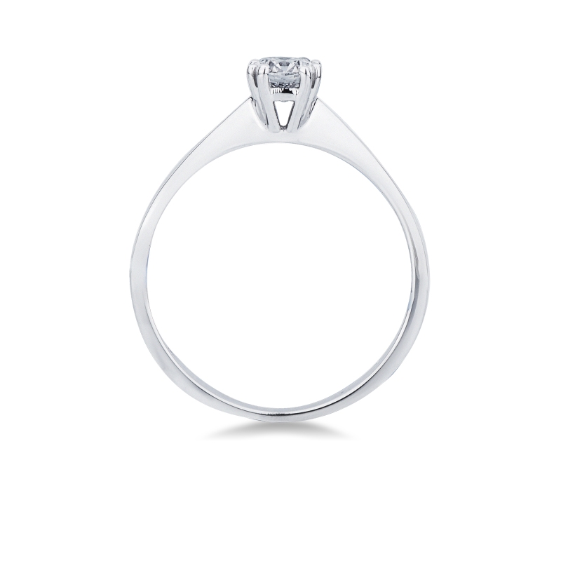 Anello solitario in oro bianco 18k a 8 griffe con diamante, 0,40 ct