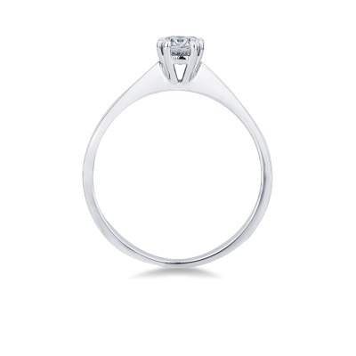 Anello solitario in oro bianco 18k a 8 griffe con diamante, 0,40 ct