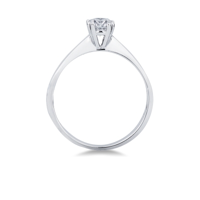 Anello solitario in oro bianco 18k a 8 griffe con diamante, 0,50 ct