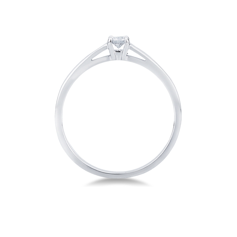 Anello solitario in oro bianco 18k con diamante, 0.10 ct