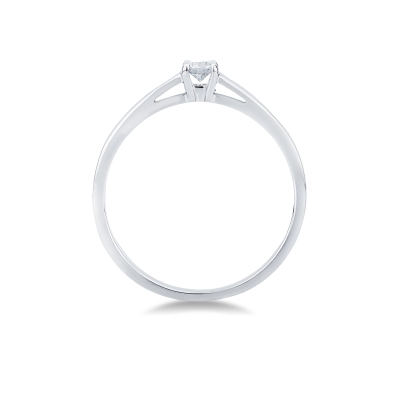 Anello solitario in oro bianco 18k con diamante, 0.10 ct