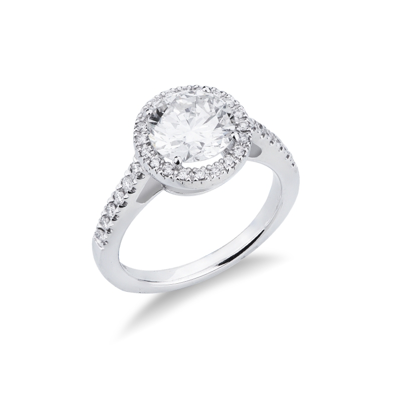 Anello solitario con diamante 2.00ct IGI in oro bianco 18k