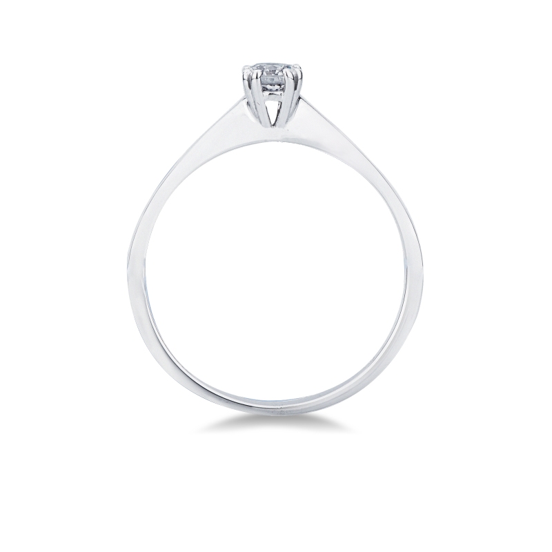 Solitario 8 griffe in oro bianco 18k con diamante, 0,20 ct