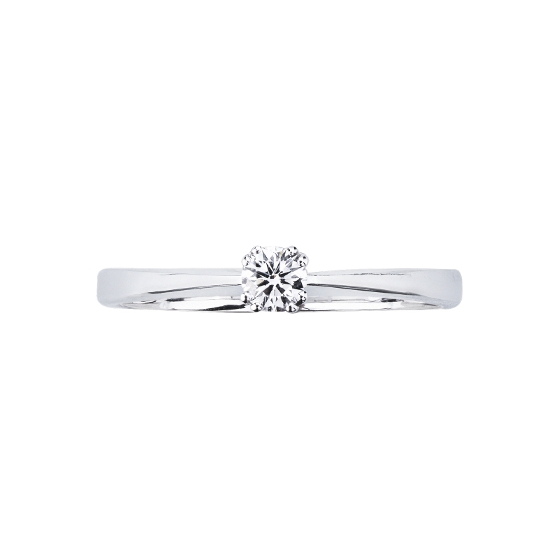 Solitario 8 griffe in oro bianco 18k con diamante, 0,20 ct