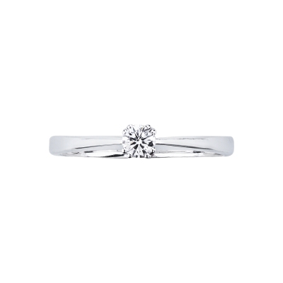 Solitario 8 griffe in oro bianco 18k con diamante, 0,20 ct