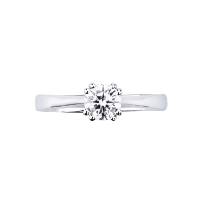 Solitario a 8 griffe lineare in oro bianco 18k con diamante, 0,70 ct
