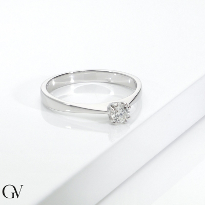 Anello solitario Tesoro 0,20 ct in Oro Bianco 18k
