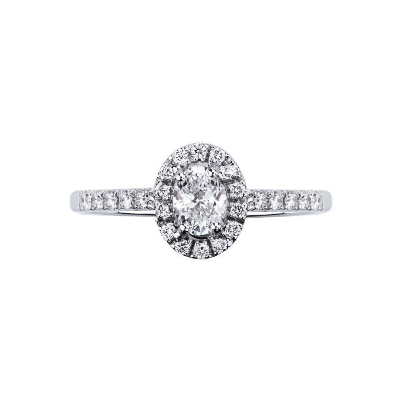 Anello con diamante taglio ovale 0.50ct GIA in oro bianco 18k