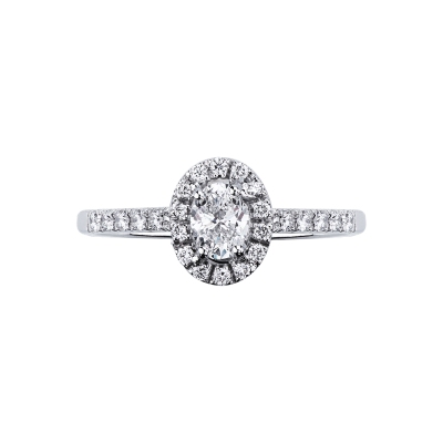 Anello con diamante taglio ovale 0.50ct GIA in oro bianco 18k