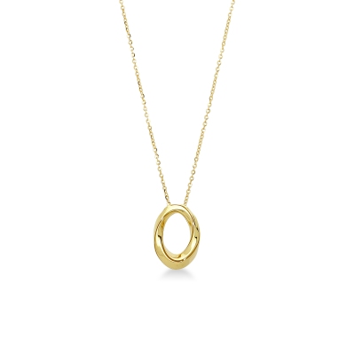 Collana in oro giallo 18k con ciondolo ovale