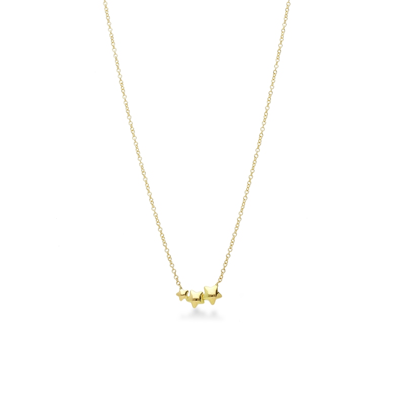 Collana in oro giallo 18k con stelline a scalare