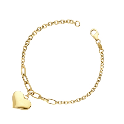 Bracciale in oro giallo 18k con pendente cuore
