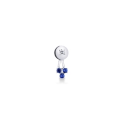 18k white gold single earring with 1 diamond and 3 sapphires