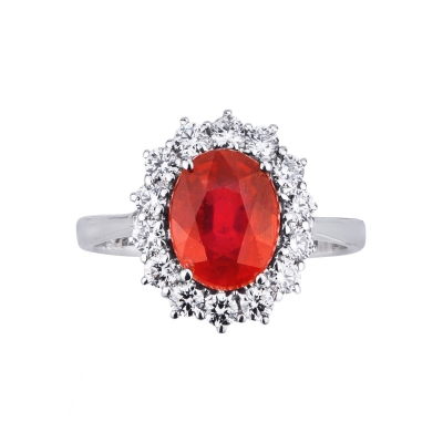 ANELLO CONTORNO CON RUBINO OVALE MM9X7 E 14BRILLANTI