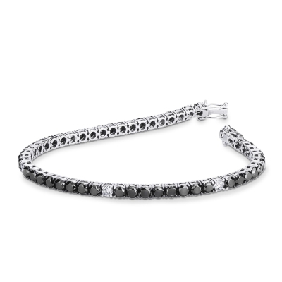 Elegant tennis bracelet with black and white diamonds