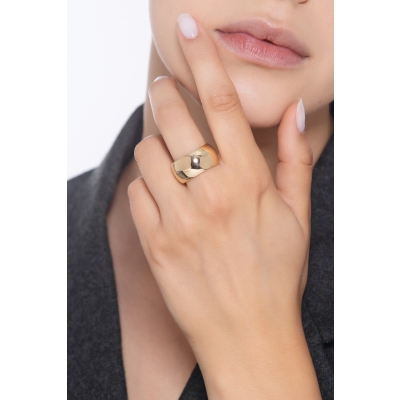 Anello fascione lucido in oro giallo 18k