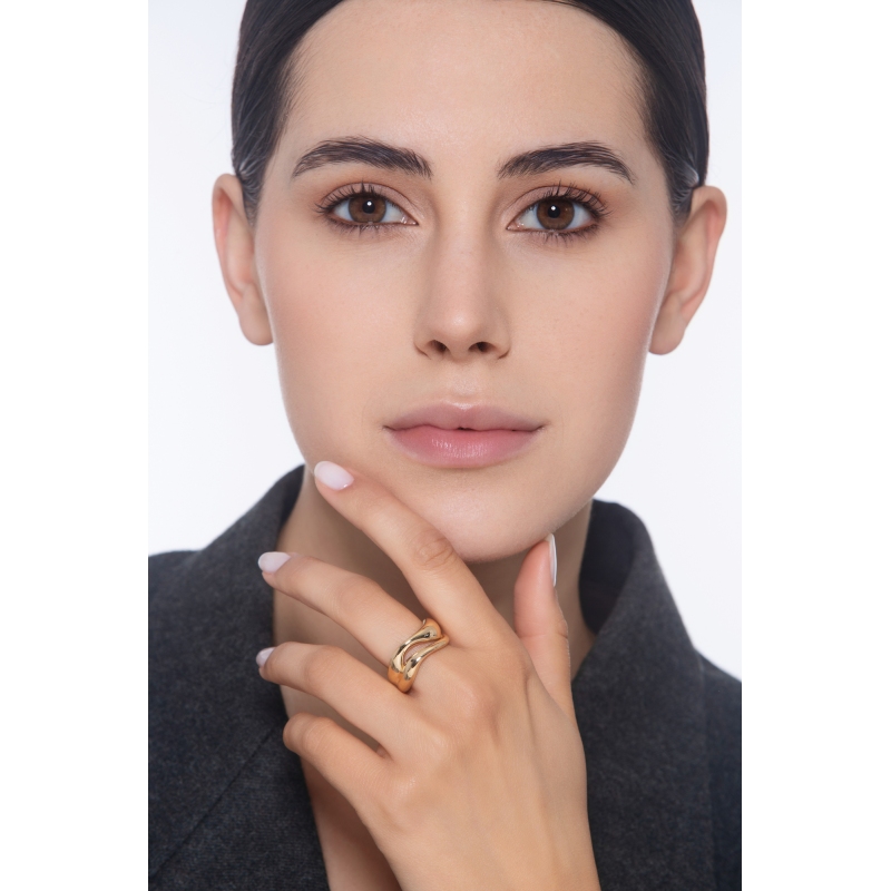 Anello ondine in oro giallo 18k