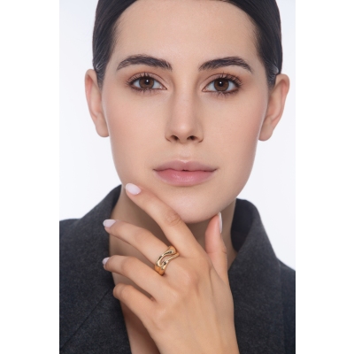 Anello ondine in oro giallo 18k