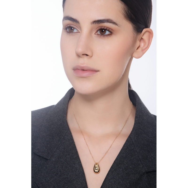 Collana in oro giallo 18k con pendente goccia lucida