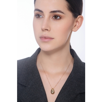 Collana in oro giallo 18k con pendente goccia lucida