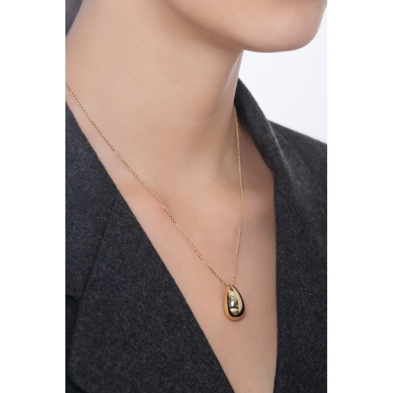 Collana in oro giallo 18k con pendente goccia lucida