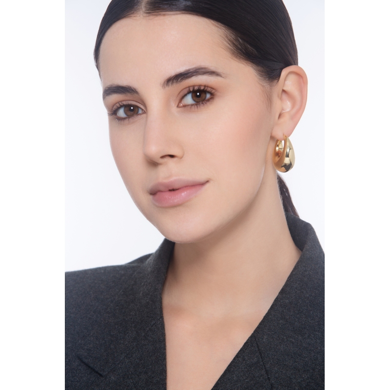 Collection Orecchini A Cerchio Geometrici Placcati Oro 18K - Forma A C, 30 Mm, Eleganti E Minimal, Per Donna E Uomo