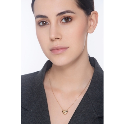 Collana in oro giallo 18k con ciondolo cuore bombato lucido