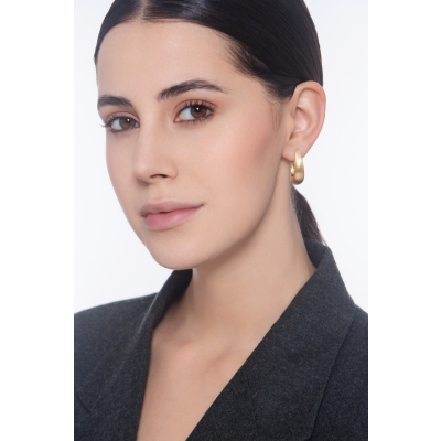 Orecchini semi circolari in oro giallo 18k satinati