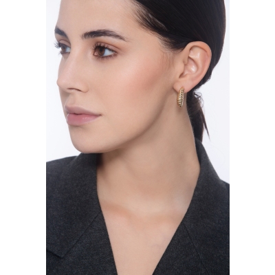 Orecchini in oro giallo 750 a luna rigata