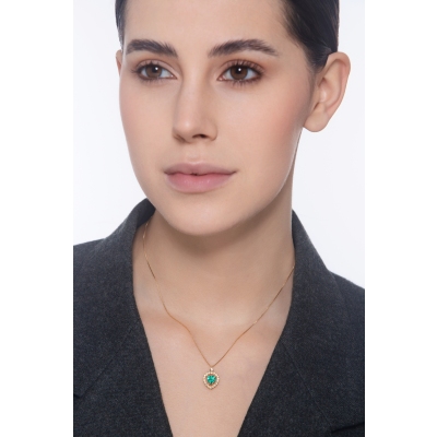 CIONDOLO CON BRILLANTI E SMERALDO CUORE MM6X6