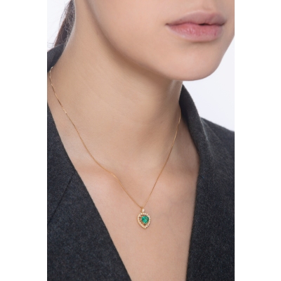 CIONDOLO CON BRILLANTI E SMERALDO CUORE MM6X6