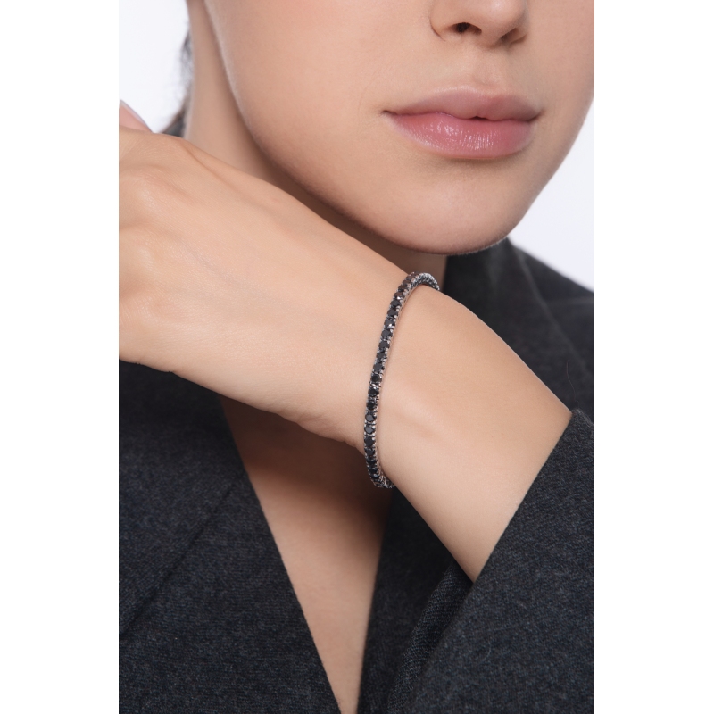 18k white gold tennis bracelet with black diamonds 3,30 mm wide