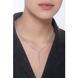 Girocollo in oro bianco 18k con navette in diamanti 2