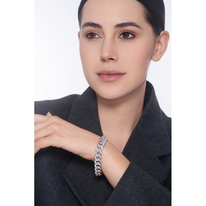 Bracciale groumette in oro bianco 18k con diamanti 