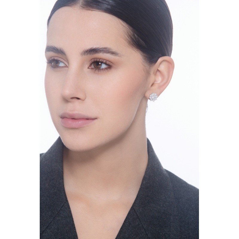 Orecchini a fiore in oro bianco 750 con diamanti