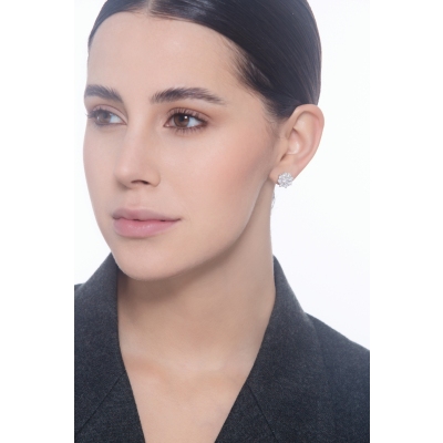 Orecchini a fiore in oro bianco 750 con diamanti