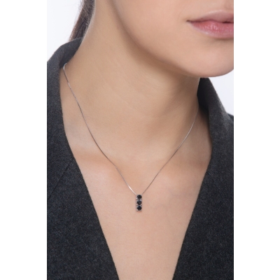 18k white gold necklace with black diamond trilogy pendant 