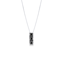 18k white gold necklace with black diamond trilogy pendant 