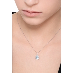 Collana con acquamarina a goccia e diamanti a contorno 2