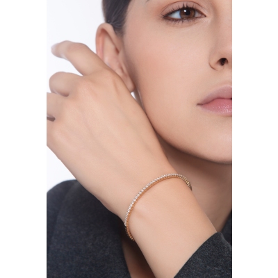 Bracciale tennis rigido in oro rosa 18k con diamanti