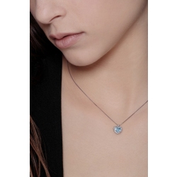 Collana con acquamarina cuore diamanti contorno in oro bianco 2