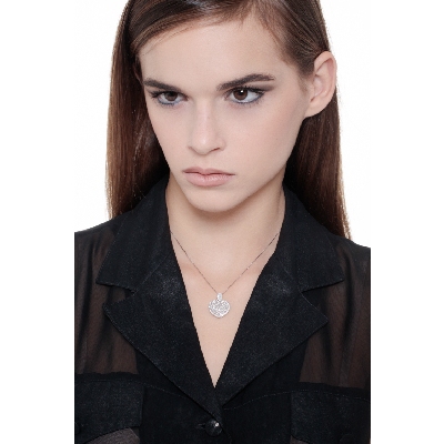 Collana in oro bianco 18k con pendente a cuore in diamanti, ct. 0,78